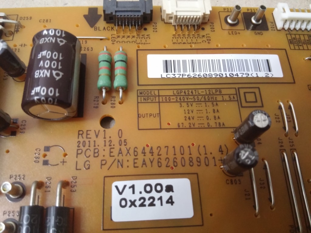 EAX64427101 (1.4), LGP4247L-12LPB  LG 42LM620S-ZE MODEL LED TV 42" POWER BOARD BESLEME