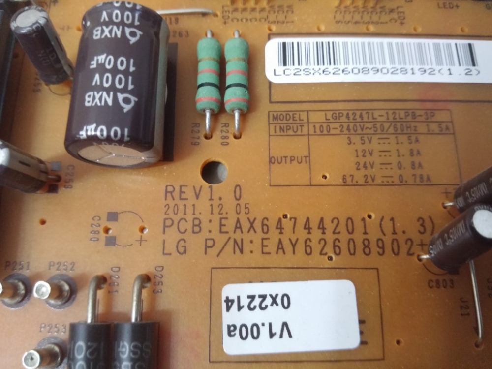 EAX64744201(1.3), EAY62608902  LG 47LM660S-ZA MODEL LED TV 47" POWER BOARD 