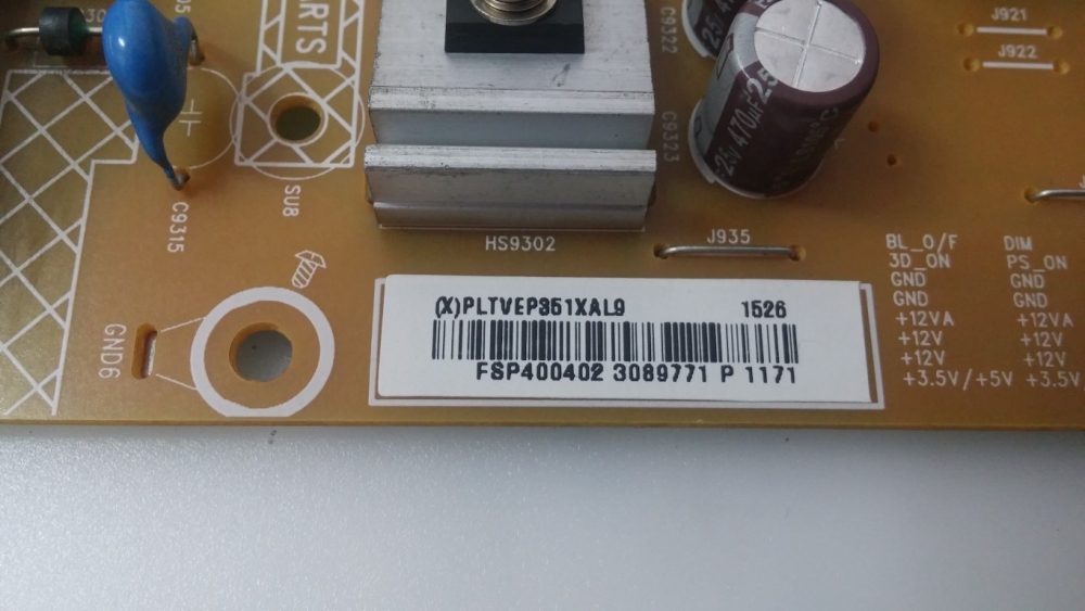 715G6677-P02-001-002H, PLTVEP351XAL9 PHILIPS 40PUK6400-12 MODEL LED TV 40" POWER BOARD 