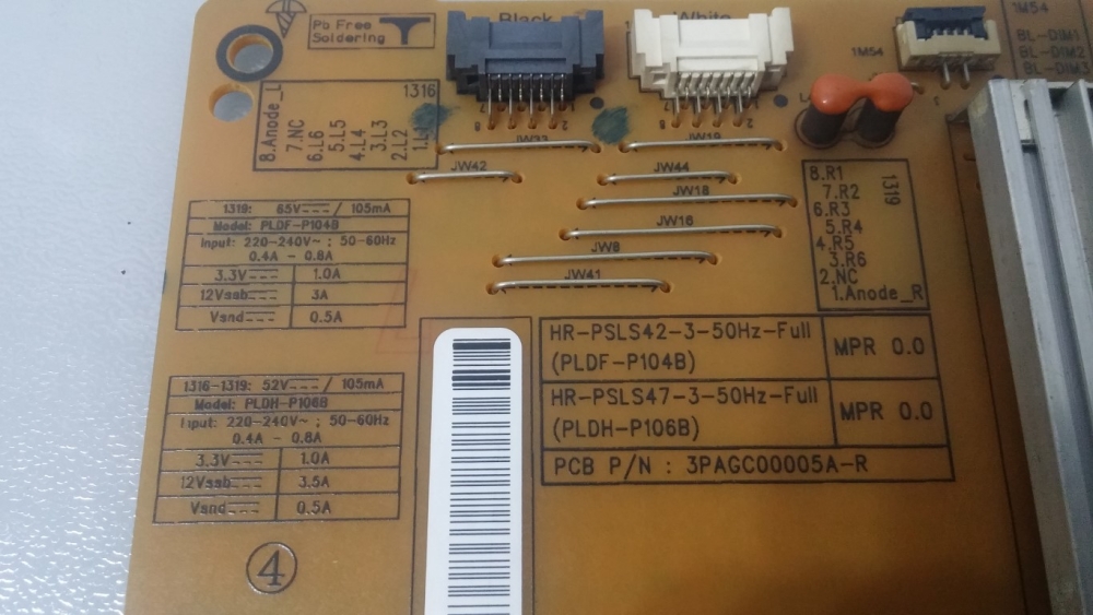 PLDF-P104B-3,PLDH-P106B, PAGC00005A-R  PHILIPS 47PFL4307K-12 MODEL LED TV 47" POWER BOARD 