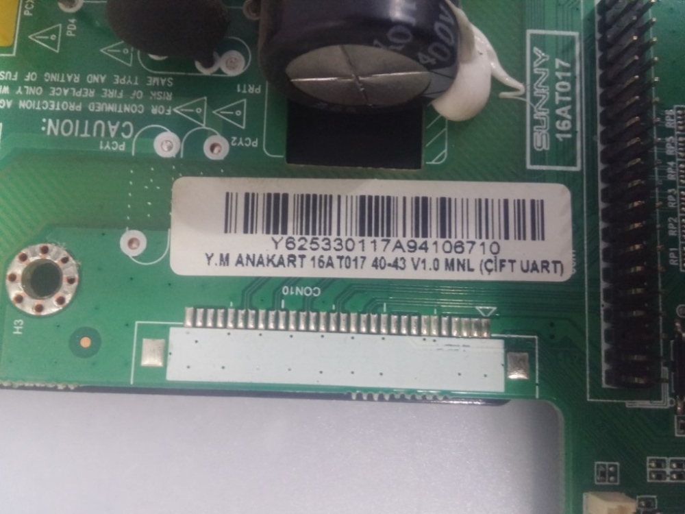 16AT017, Y.M ANAKART 16AT017 40-43 V1.0 MNL(ÇİFT UART) SUNNY SN40DIL1723-1022 MODEL LED TV 40" ANAKART 