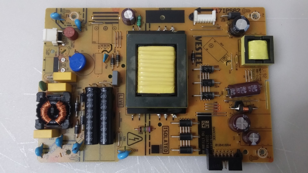 17IPS62  VESTEL SATELLİTE 32HB5000 MODEL LED TV 32" POWER BOARD