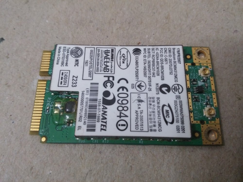 200-115630-0000G  BROADCOM BCM94312MCG MODEL WİFİ BOARD