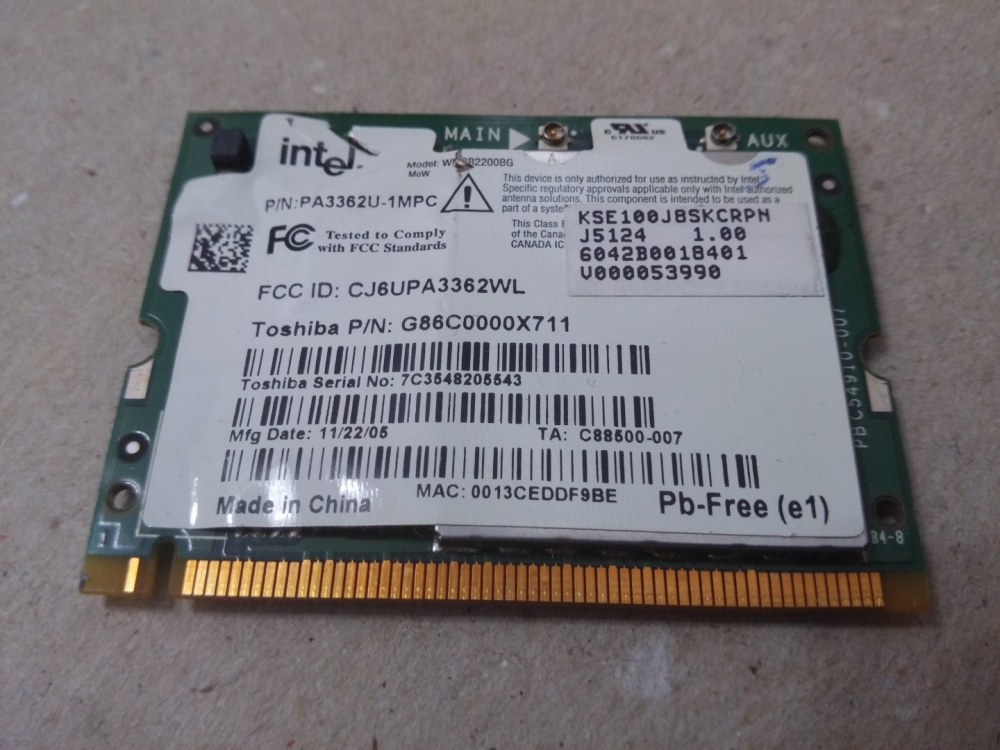 G86C0000X711  İNTEL WM3B220BG MODEL WİFİ BOARD 
