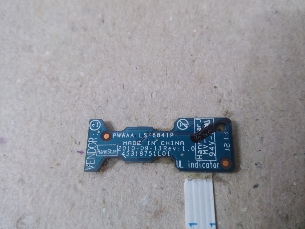 LS6841P  TOSHIBA SATELLITE C660D-1HJ MODEL NOTEBOOK POWER BUTON KART