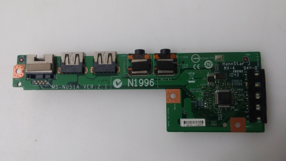 MS-N051A MSI MS-N051 MODEL NETBOOK USB  SES PORT KART 