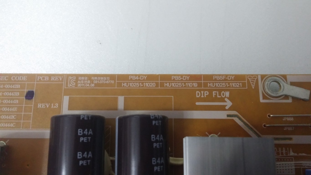 BN44-00443B, P5B-DY, 031-370-6770  SAMSUNG PS51D490A1W MODEL PLAZMA TV 51" POWER BOARD BESLEME